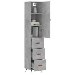 Berkfield Home Highboard Concrete Grey 34.5x34x180 cm Engineered Wood - thumbnail 3