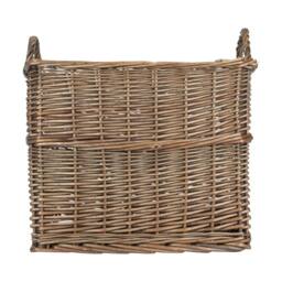 Red Hamper Rectangular Wicker UnLined Log Basket in Brown - Size: Small - thumbnail 3