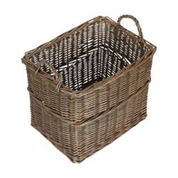 Red Hamper Rectangular Wicker UnLined Log Basket in Brown - Size: Small - thumbnail 2