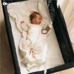 Kinderkraft MOON DREAM Baby Foldable Travel Cot With Mattress & Carrying Bag in Black - thumbnail 6