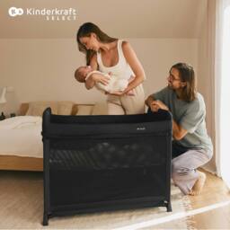 Kinderkraft MOON DREAM Baby Foldable Travel Cot With Mattress & Carrying Bag in Black - thumbnail 3
