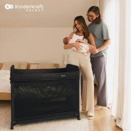Kinderkraft MOON DREAM Baby Foldable Travel Cot With Mattress & Carrying Bag in Black - thumbnail 4
