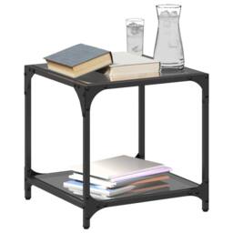 Berkfield Home Modern Coffee Tables with Black Glass Top 2 pcs 40x40x40 cm Steel - Size: 40 x 40 x 40 cm