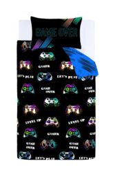 Catherine Lansfield 'Game Over' Duvet Set in Black - Size: Single - thumbnail 5