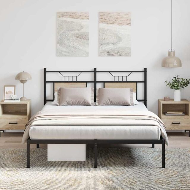 Berkfield Home Bed Frame without Mattress Sonoma Oak 140x200 cm Engineered Wood in Brown - image 1