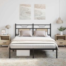 Berkfield Home Bed Frame without Mattress Sonoma Oak 140x200 cm Engineered Wood in Brown - thumbnail 1
