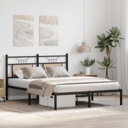 Berkfield Home Bed Frame without Mattress Sonoma Oak 140x200 cm Engineered Wood in Brown - thumbnail 4