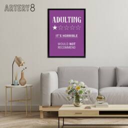 "Artery8 Adulting Funny Review Would Not Recommend Black Framed Canvas Art in Purple - Size: W12"" x H16""" - thumbnail 3