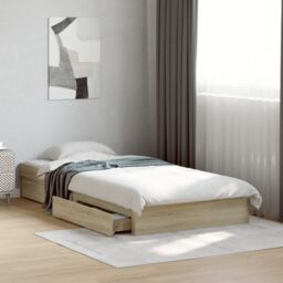 Berkfield Home Bed Frame with Drawers without Mattress Sonoma Oak 90x200 cm in Brown - thumbnail 1
