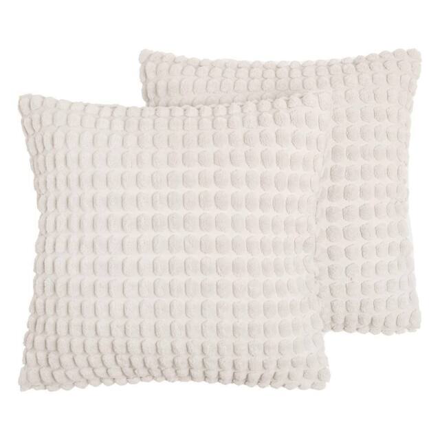 OHS 2 Pack Bobble Cushion Covers Home Decor Set in Cream - Size: 45 cm x 45 cm - image 1