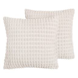 OHS 2 Pack Bobble Cushion Covers Home Decor Set in Cream - Size: 45 cm x 45 cm - thumbnail 1