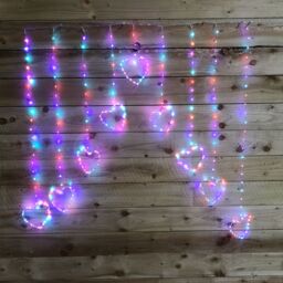 Samuel Alexander 1.2m x 1.2m Light up Heart Pin Wire Christmas Curtain Lights with 303 Rainbow LEDs - thumbnail 4