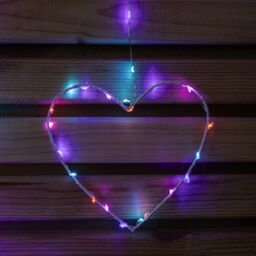 Samuel Alexander 1.2m x 1.2m Light up Heart Pin Wire Christmas Curtain Lights with 303 Rainbow LEDs - thumbnail 7