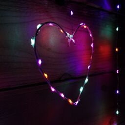 Samuel Alexander 1.2m x 1.2m Light up Heart Pin Wire Christmas Curtain Lights with 303 Rainbow LEDs - thumbnail 2