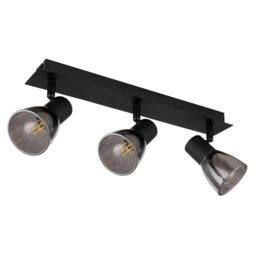 Netlighting Claude Ceiling Spotlight Bar Matt Black Smoke Glass Shade 3x E14 - thumbnail 2