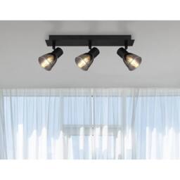 Netlighting Claude Ceiling Spotlight Bar Matt Black Smoke Glass Shade 3x E14 - thumbnail 6