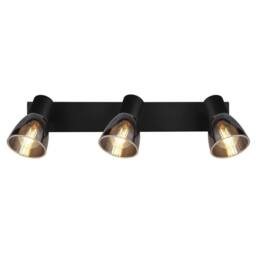 Netlighting Claude Ceiling Spotlight Bar Matt Black Smoke Glass Shade 3x E14 - thumbnail 4