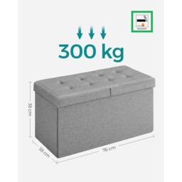 SONGMICS Medium Foldable Storage Bench Ottoman Flipping Lid Heavy Duty in Light Grey - thumbnail 2