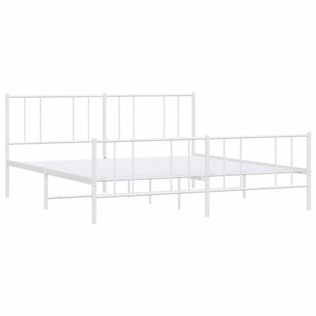 Berkfield Home Metal Bed Frame with Headboard & Footboard White 200x200 cm - image 1