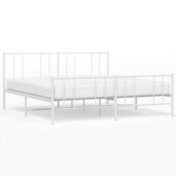 Berkfield Home Metal Bed Frame with Headboard & Footboard White 200x200 cm - thumbnail 3