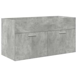 Berkfield Home Bathroom Sink Cabinet with Built-in Basin & Faucet Concrete Grey - thumbnail 5