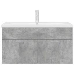 Berkfield Home Bathroom Sink Cabinet with Built-in Basin & Faucet Concrete Grey - thumbnail 6