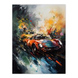 "Artery8 Wall Art Print Sports Car Racing Oil Painting For Him Motor Racing Man Cave Poster - Size: W24"" x H32""" - thumbnail 1