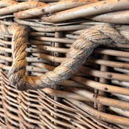 Red Hamper Square Hessian Lined Wheeled Log Basket in Brown - thumbnail 4