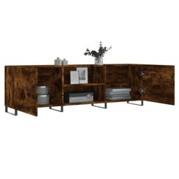 Berkfield Home TV Cabinet Smoked Oak 150x30x50 cm Engineered Wood in Brown - Size: 150 x 30 x 50 cm - thumbnail 4