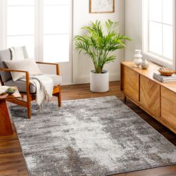 Livabliss San Francisco-Abstract Blue Grey Yellow Brown Modern Marble Living Rug in Charcoal - Size: 120 cm x 170 cm - thumbnail 1