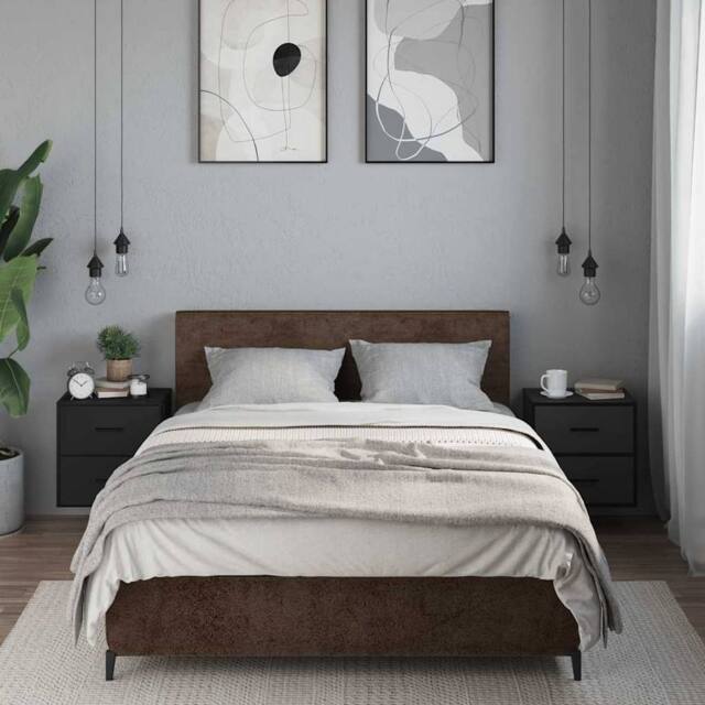 Berkfield Home Durable Wall-mounted Bedside Cabinets 2 pcs Black 40x31x39.5 cm - image 1