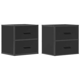 Berkfield Home Durable Wall-mounted Bedside Cabinets 2 pcs Black 40x31x39.5 cm - thumbnail 3