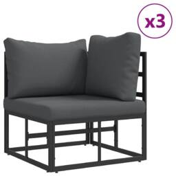 Berkfield Home Garden Sofa Set 6 pcs Black 70 x 70 x 32 cm Aluminium - thumbnail 1