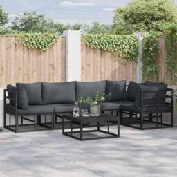 Berkfield Home Garden Sofa Set 6 pcs Black 70 x 70 x 32 cm Aluminium - thumbnail 2