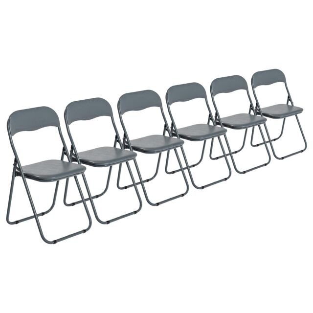 Harbour Housewares 6x Padded Folding Chairs Metal Frame Easy Store Portable Folding Seats in Grey - image 1