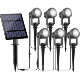 SPETLEK Solar Spot Lights 6 in 1 Outdoor Landscape Garden Lighting in Black