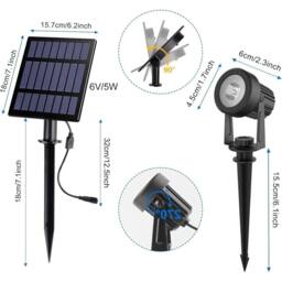 SPETLEK Solar Spot Lights 6 in 1 Outdoor Landscape Garden Lighting in Black - thumbnail 2
