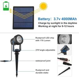 SPETLEK Solar Spot Lights 6 in 1 Outdoor Landscape Garden Lighting in Black - thumbnail 5