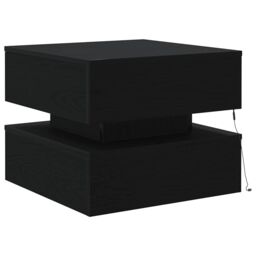 Berkfield Home Coffee Table with LED Lights Black Oak 50x50x40 cm - Size: 50 x 50 x 40 cm - thumbnail 9