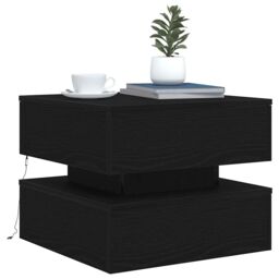 Berkfield Home Coffee Table with LED Lights Black Oak 50x50x40 cm - Size: 50 x 50 x 40 cm - thumbnail 6