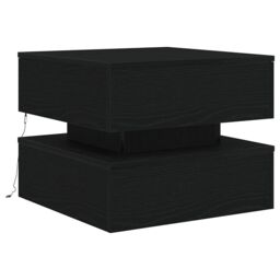 Berkfield Home Coffee Table with LED Lights Black Oak 50x50x40 cm - Size: 50 x 50 x 40 cm - thumbnail 2