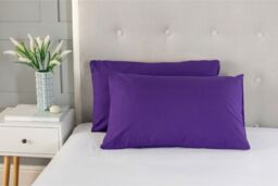 Snug City Polycotton Plain Dyed Housewife Pillowcase Pair in Purple - thumbnail 2