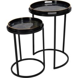 Libra Interiors Vesuvius Black & Gold Set of 2 Side Tray Tables - thumbnail 1