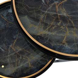 Libra Interiors Vesuvius Black & Gold Set of 2 Side Tray Tables - thumbnail 2
