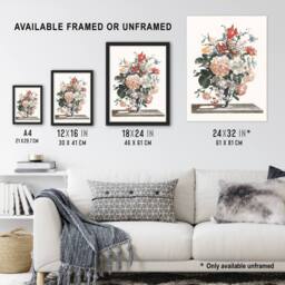 "Artery8 Flower Bouquet In A Glass Vase Johan Teyler Wall Art Poster Print in White - Size: W12"" x H16""" - thumbnail 3