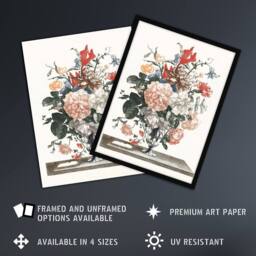 "Artery8 Flower Bouquet In A Glass Vase Johan Teyler Wall Art Poster Print in White - Size: W12"" x H16""" - thumbnail 2