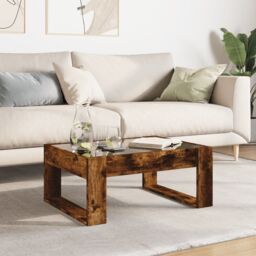 Berkfield Home Coffee Table with Infinity LED Smoked Oak 70x53x30 cm in Brown - Size: 70 x 53 x 30 cm - thumbnail 4