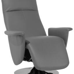 Wyld and Coco Grey Reclining Armchair - Faux Leather with Pull-Out Footstool - thumbnail 2