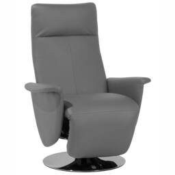 Wyld and Coco Grey Reclining Armchair - Faux Leather with Pull-Out Footstool - thumbnail 4