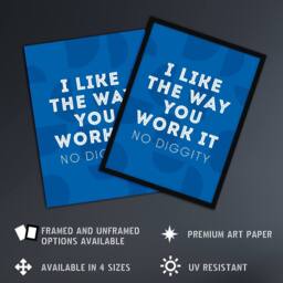 Artery8 I Like The Way You Work It Modern Blue Cheeky Framed Wall Art Print - Size: A4 - thumbnail 2